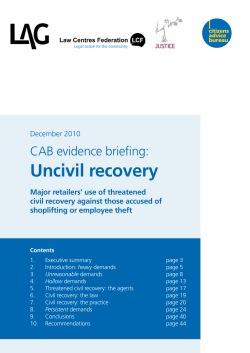 Uncivil recovery CAB evidence briefing: