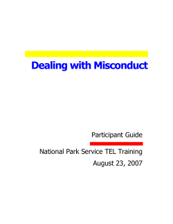 Dealing with Misconduct  Participant Guide  National Park Service TEL Training  August 23, 2007