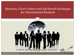 Resumes, Cover Letters and Job Search Strategies for International Students