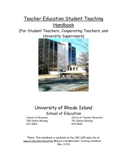 Teacher Education Student Teaching Handbook University of Rhode Island