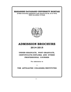 ADMISSION BROCHURE 2014-2015 MAHARSHI DAYANAND UNIVERSITY ROHTAK UNDER-GRADUATE,  POST-GRADUATE,