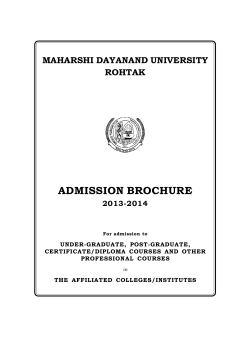 ADMISSION BROCHURE MAHARSHI DAYANAND UNIVERSITY ROHTAK 2013-2014