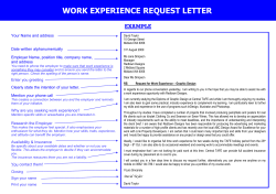 WORK EXPERIENCE REQUEST LETTER EXAMPLE