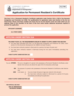 Application for Permanent Resident’s Certificate