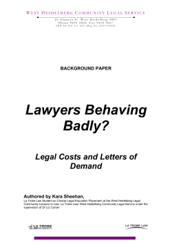 Lawyers Behaving Badly? Legal Costs and Letters of