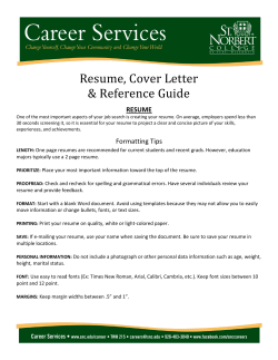 Resume, Cover Letter &amp; Reference Guide RESUME