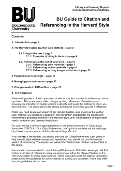 BU Guide to Citation and Referencing in the Harvard Style Contents