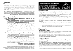 Information for those preparing to marry Church Fees A. Paperwork fees