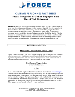 CIVILIAN PERSONNEL FACT SHEET  Special Recognition for Civilian Employees at the