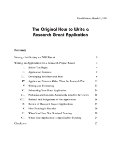 The Original How to Write a Research Grant Application Contents