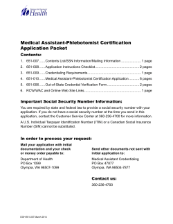 Medical Assistant-Phlebotomist Certification Application Packet Contents: