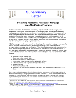 Supervisory Letter  Evaluating Residential Real Estate Mortgage