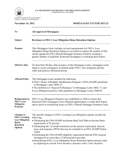 November 16, 2012 MORTGAGEE LETTER 2012-22 All Approved Mortgagees