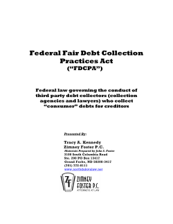 Federal Fair Debt Collection Practices Act  (“FDCPA”)