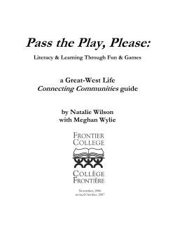 Pass the Play, Please:  Connecting Communities a Great-West Life