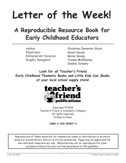 Letter of the Week! A Reproducible Resource Book for Early Childhood Educators