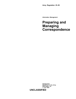 Preparing and Managing Correspondence UNCLASSIFIED