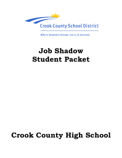 Job Shadow Student Packet Crook County High School