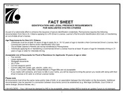 FACT SHEET IDENTIFICATION AND LEGAL PRESENCE REQUIREMENTS FOR NON-UNITED STATES CITIZENS