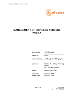 MANAGEMENT OF SICKNESS ABSENCE POLICY