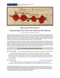 B F Negotiating Peace after the American Revolution ENJAMIN
