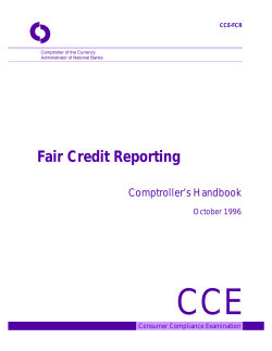 CCE Fair Credit Reporting Comptroller’s Handbook October 1996