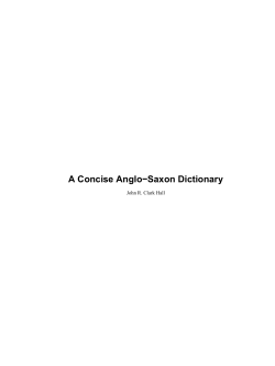 A Concise Anglo−Saxon Dictionary John R. Clark Hall
