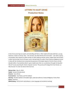 LETTERS TO JULIET (2010) Production Notes