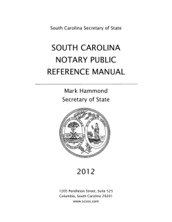 SOUTH CAROLINA NOTARY PUBLIC REFERENCE MANUAL 2012