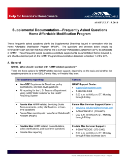 Supplemental Documentation—Frequently Asked Questions Home Affordable Modification Program