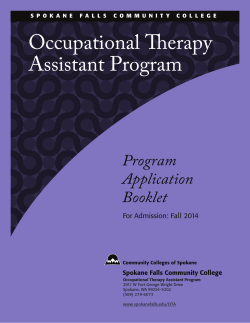 Occupational Therapy Assistant Program Application Booklet Program