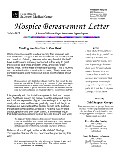 Hospice Bereavement Letter Winter-2011  A Service of Whatcom Hospice Bereavement Support Program