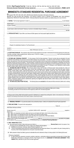 MINNESOTA STANDARD RESIDENTIAL PURCHASE AGREEMENT © Real Property Form No. 1