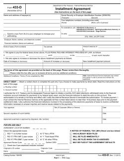433-D Installment Agreement Form