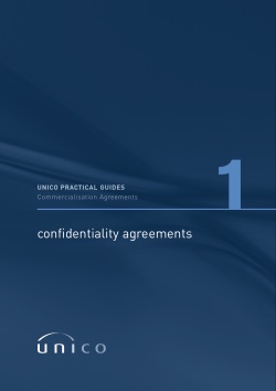 1 confidentiality agreements UNICO PRACTICAL GUIDES Commercialisation Agreements