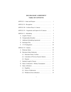 2012-2016 BASIC AGREEMENT TABLE OF CONTENTS