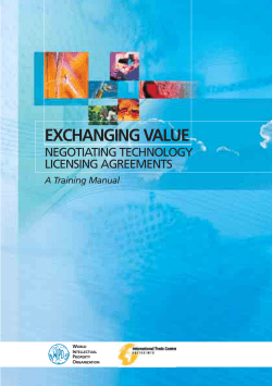 EXCHANGING VALUE NEGOTIATING TECHNOLOGY LICENSING AGREEMENTS A Training Manual