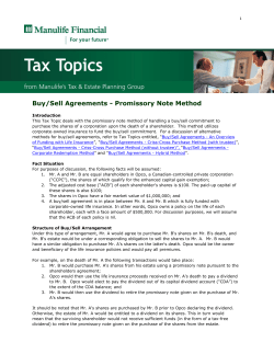 Buy/Sell Agreements - Promissory Note Method