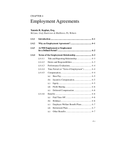 Employment Agreements CHAPTER 4  Tamsin R. Kaplan, Esq.