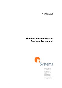 Standard Form of Master Services Agreement IP Systems Pty Ltd