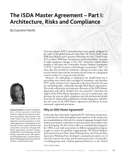 The ISDA Master Agreement – Part I: Architecture, Risks and Compliance