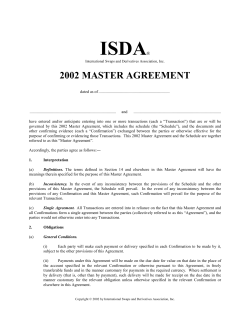 ISDA  2002 MASTER AGREEMENT