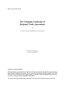 The Changing Landscape of Regional Trade Agreements D P