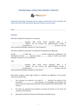 INTERNATIONAL CONSULTING CONTRACT TEMPLATE