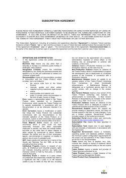 SUBSCRIPTION AGREEMENT