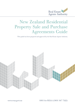 New Zealand Residential Property Sale and Purchase Agreements Guide www.reaa.govt.nz