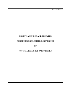 FOURTH AMENDED AND RESTATED AGREEMENT OF LIMITED PARTNERSHIP OF NATURAL RESOURCE PARTNERS L.P.