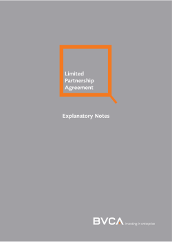 Limited Partnership Agreement Explanatory Notes