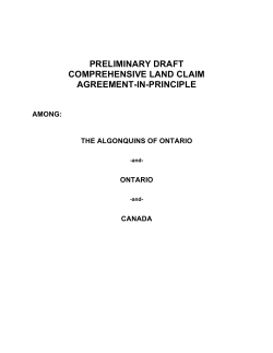 PRELIMINARY DRAFT COMPREHENSIVE LAND CLAIM AGREEMENT-IN-PRINCIPLE