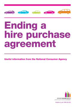 Ending a hire purchase agreement Useful information from the National Consumer Agency